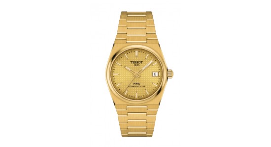 An all yellow gold watch by Tissot, available at Windsor Jewelers.