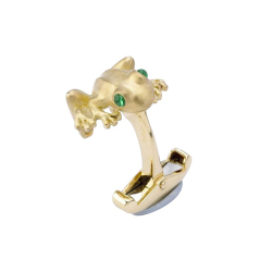 Deakin & Francis Gold Tree Frog with Emerald Eyes Cufflinks