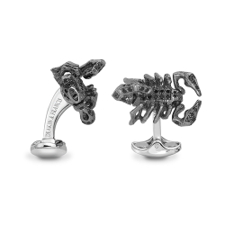 Deakin & Francis Sterling Silver Black Spinel Scorpion Cufflinks