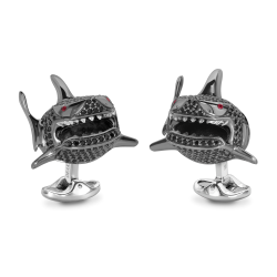 Deakin & Francis Black Spinel Sharks Cufflinks