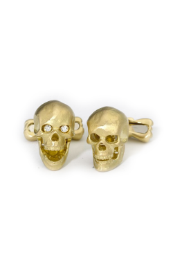 Deakin & Francis 18ct Yellow Gold Skull Cufflinks with Popping Diamond Eyes